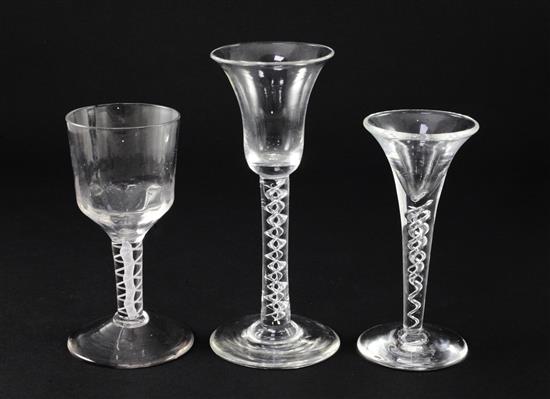 Three 18th century drinking glasses, 12.7cm - 16.2cm